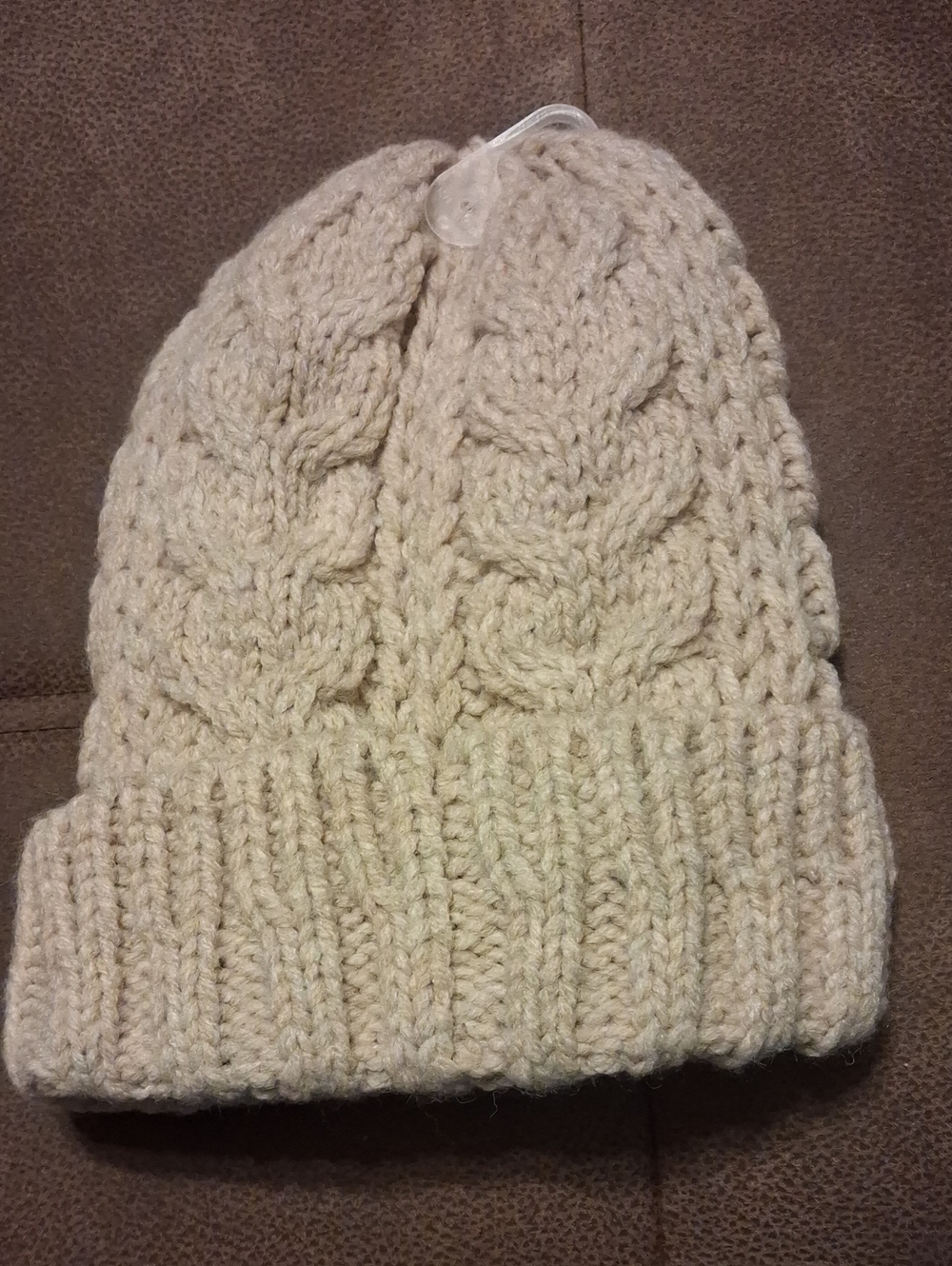 Time And Tru Cozy Cable Knit Beanie - Cream, Oatmeal Heather